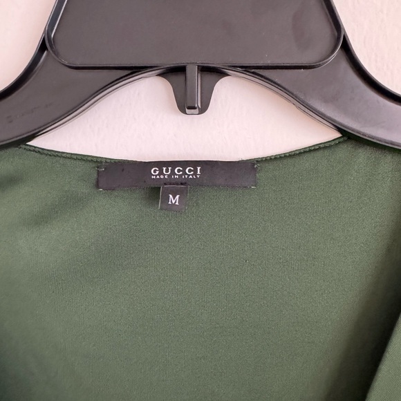 Gucci M Green Silk Jersey Top with Bamboo Detail - Picture 4 of 6